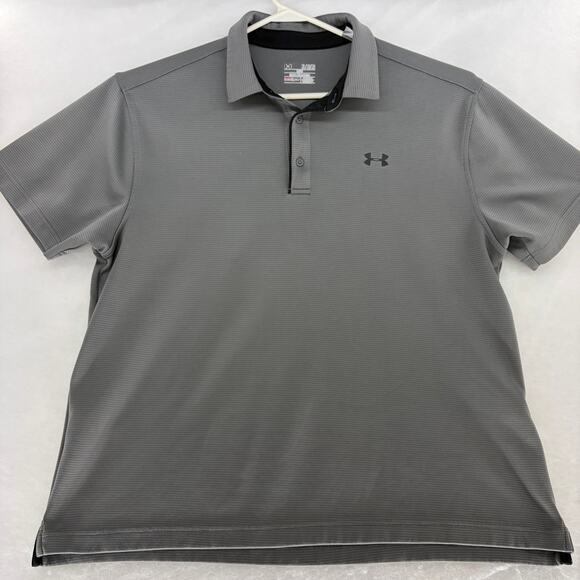 Under Armour Other - Under Armour Men's XL HeatGear Tech Textured Stripe Polo Shirt Gray